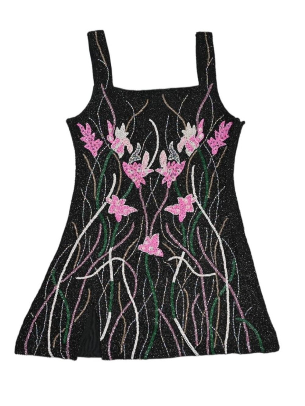 Oceanus Malibu Floral Dress in Black